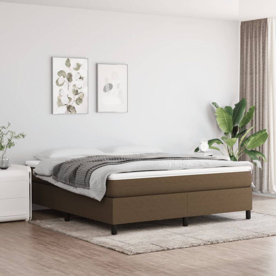 VidaXL -Boxspring-met-matras-stof-donkerbruin-160x200-cm