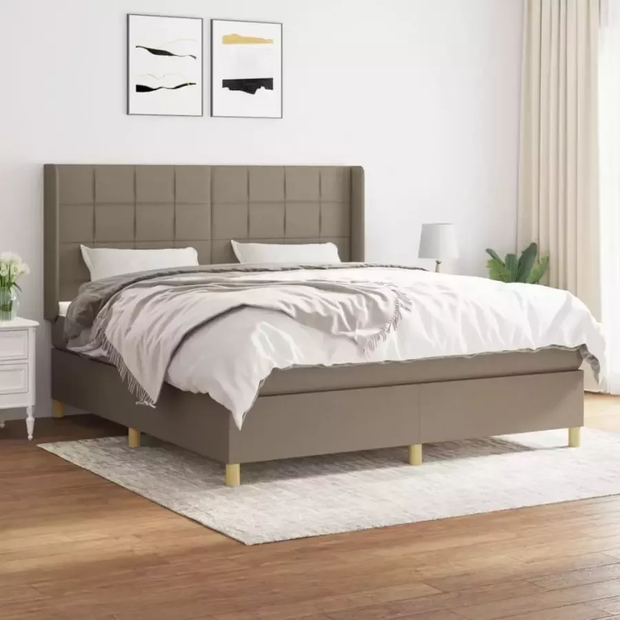 VidaXL -Boxspring-met-matras-stof-taupe-160x200-cm