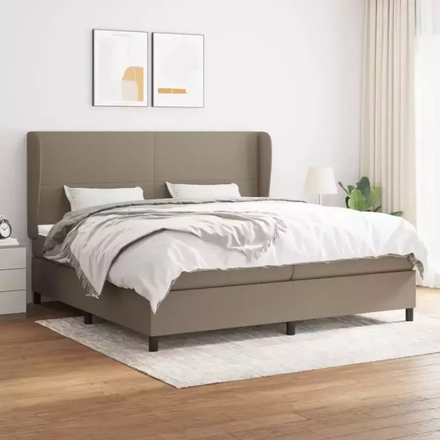 VidaXL -Boxspring-met-matras-stof-taupe-200x200-cm