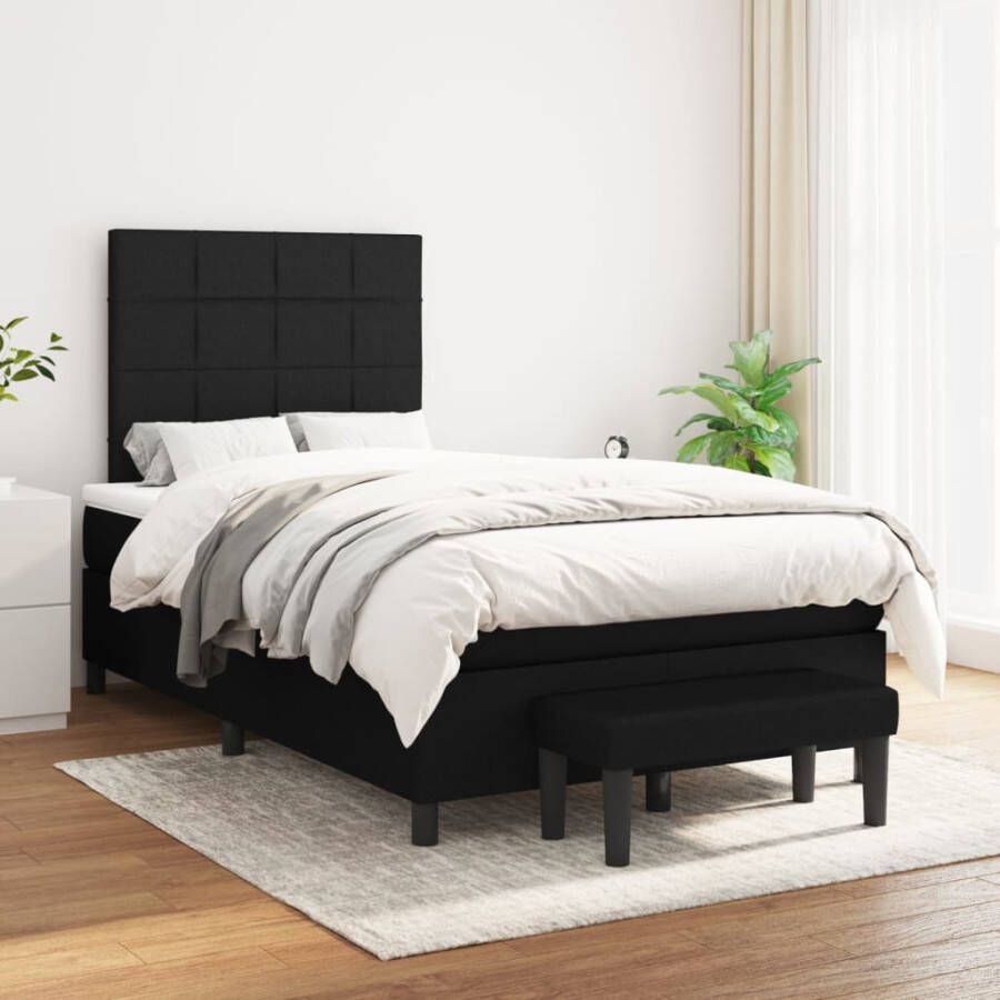 Vida XL Boxspring met matras stof zwart 120x200 cm SKU: V3137383