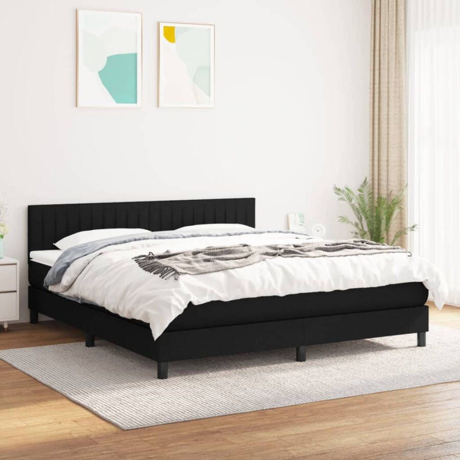 VidaXL -Boxspring-met-matras-stof-zwart-180x200-cm