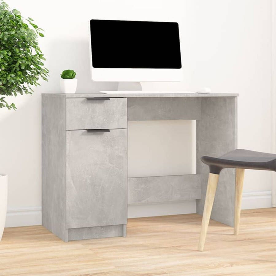 VidaXL -Bureau-100x50x75-cm-bewerkt-hout-betongrijs