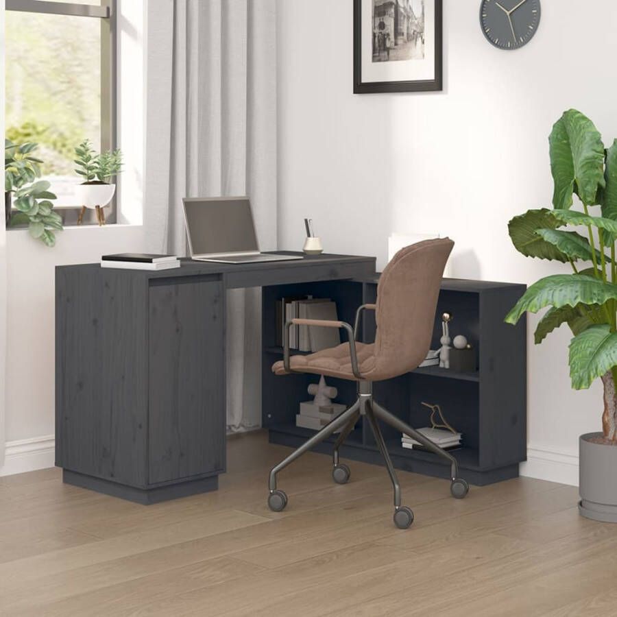 VidaXL -Bureau-110x50x75-cm-massief-grenenhout-grijs