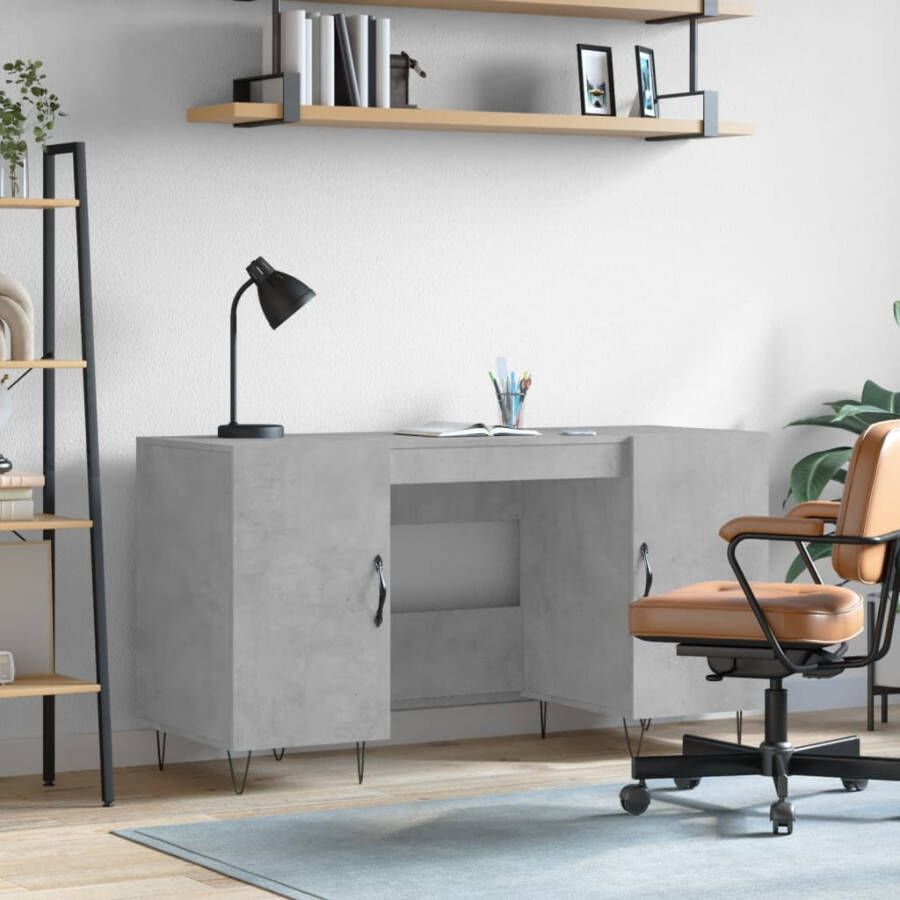 VidaXL -Bureau-140x50x75-cm-bewerkt-hout-betongrijs