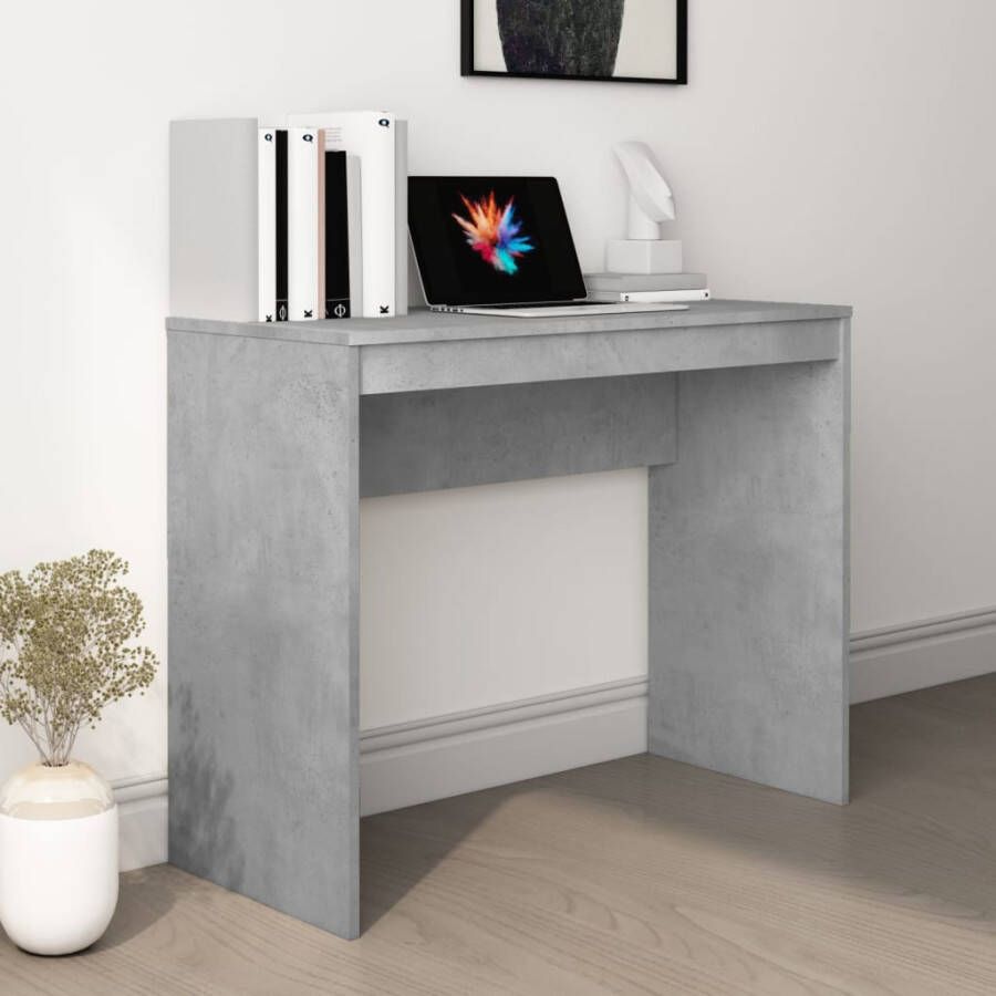 VidaXL -Bureau-90x40x72-cm-bewerkt-hout-betongrijs - Foto 3