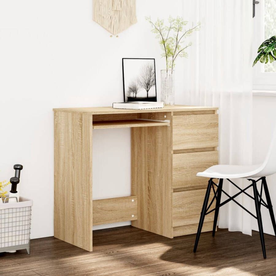 VidaXL -Bureau-90x45x76-cm-bewerkt-hout-sonoma-eikenkleurig - Foto 3