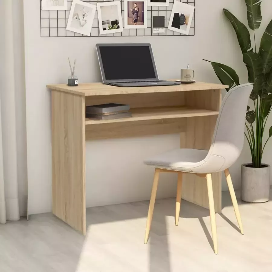 VidaXL -Bureau-90x50x74-cm-bewerkt-hout-sonoma-eikenkleurig - Foto 4