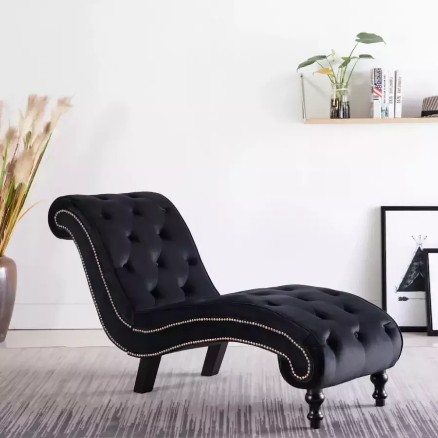 Vida XL vidaXL Chaise longue fluweel zwart-VXL-248611