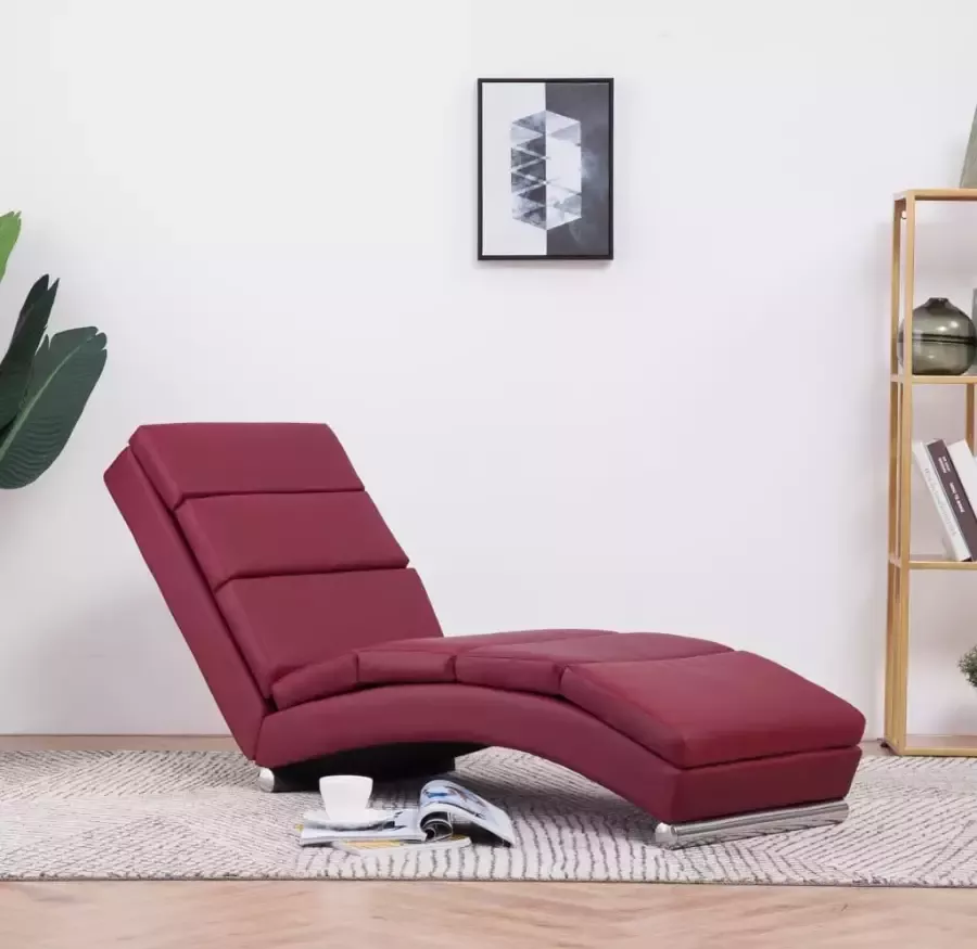 VIDAXL Chaise longue kunstleer wijnrood