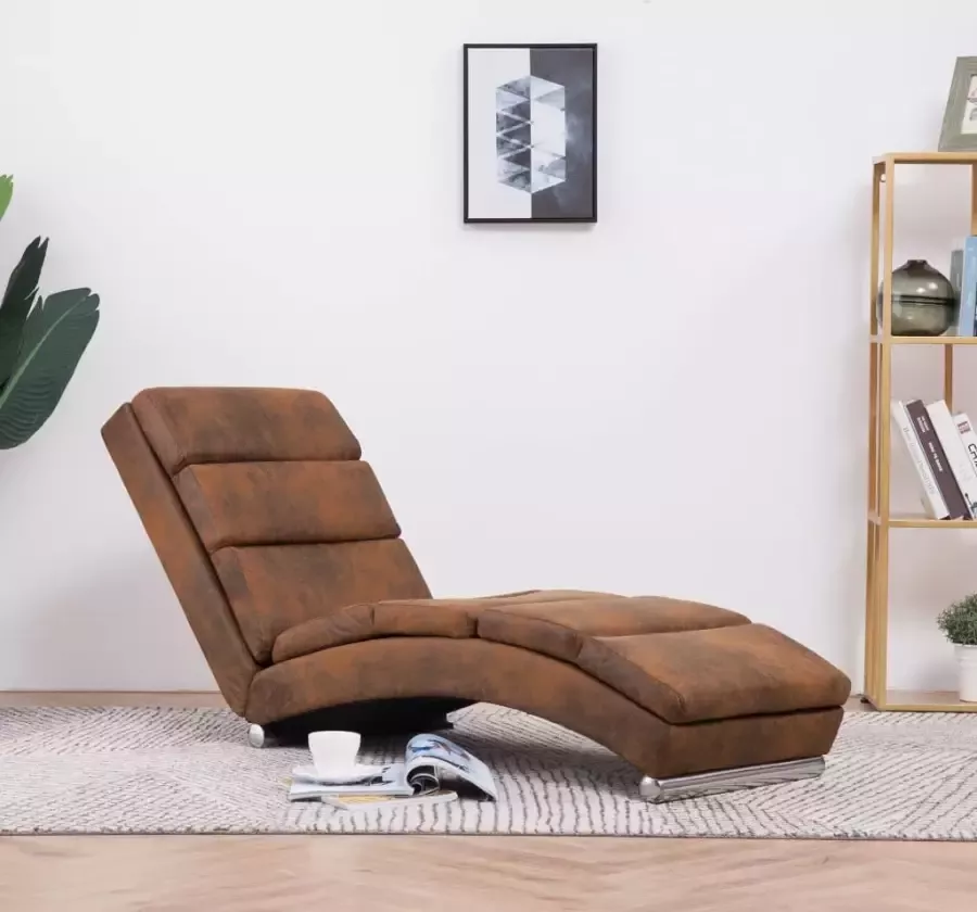 VIDAXL Chaise longue kunstsuède bruin