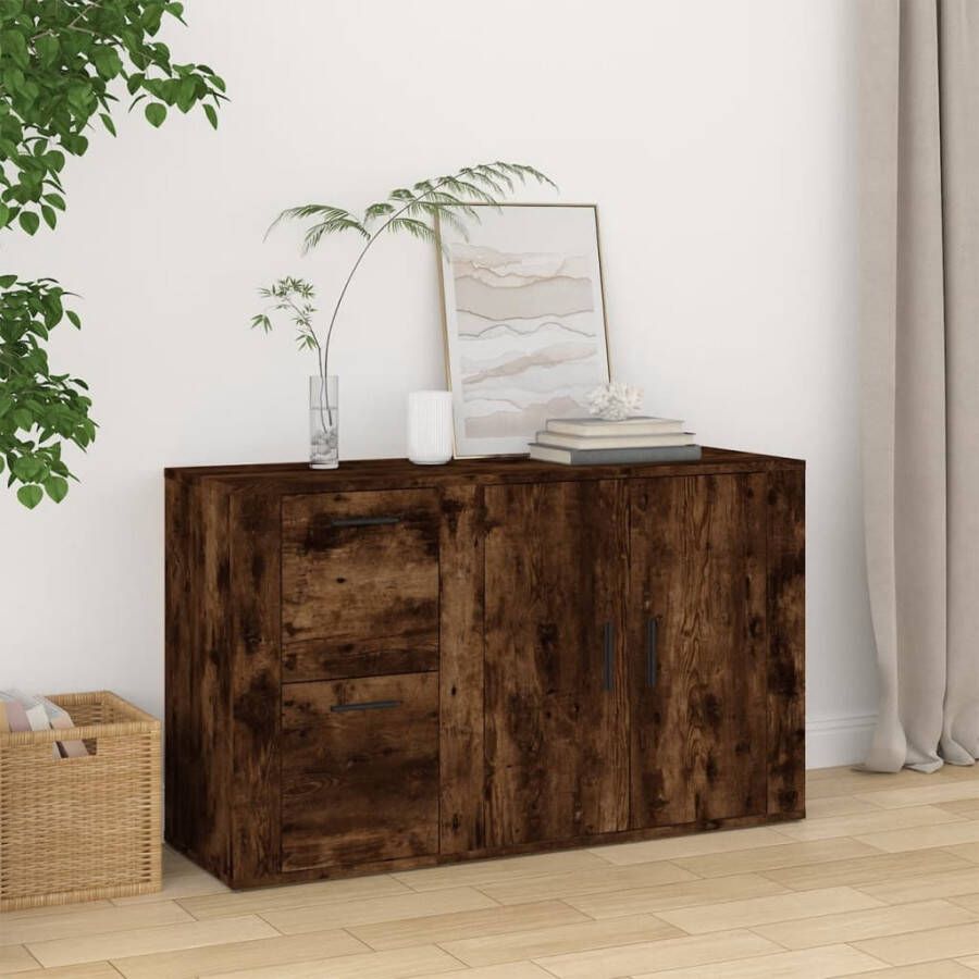 VidaXL -Dressoir-100x33x59 5-cm-bewerkt-hout-gerookt-eikenkleurig - Foto 4