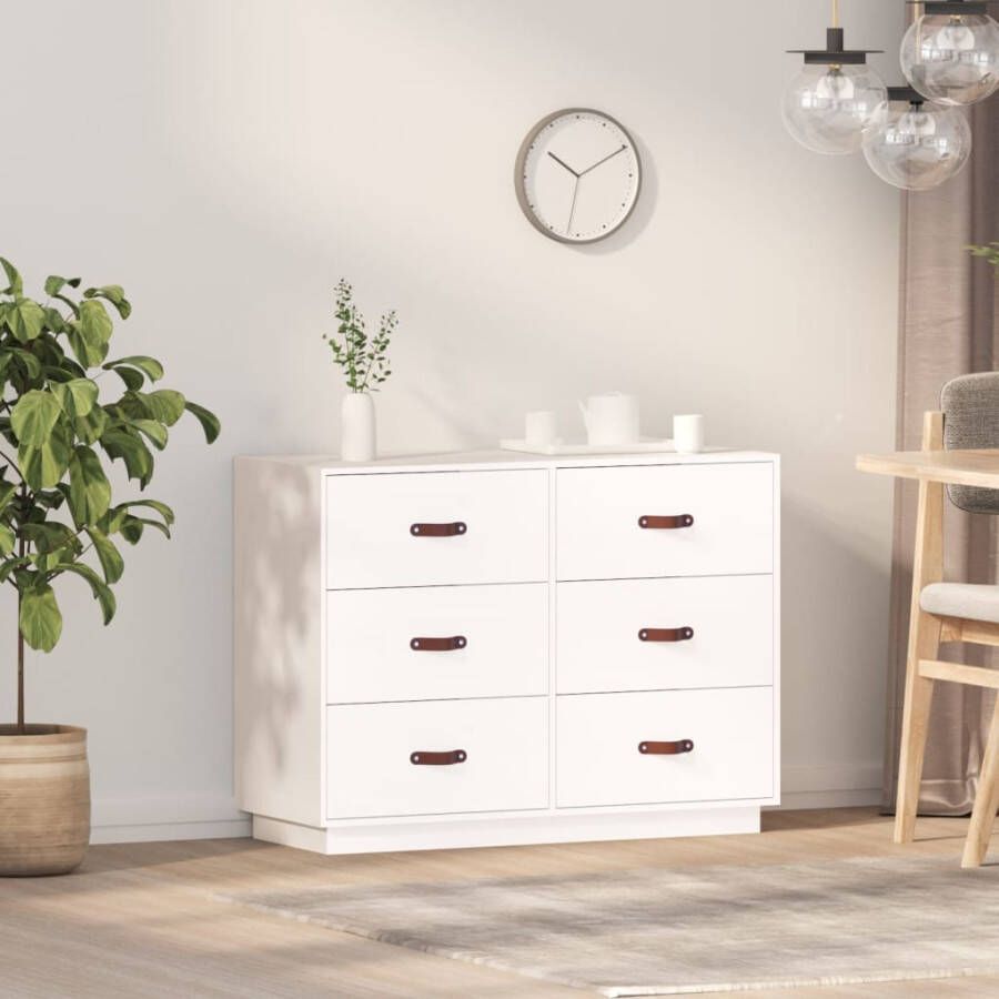 VidaXL -Dressoir-100x40x75-cm-massief-grenenhout-wit