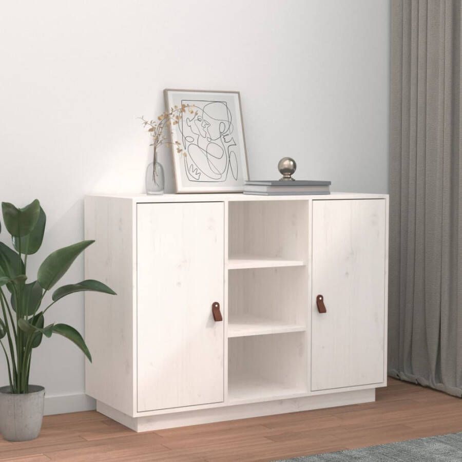 VidaXL -Dressoir-100x40x75-cm-massief-grenenhout-wit - Foto 2