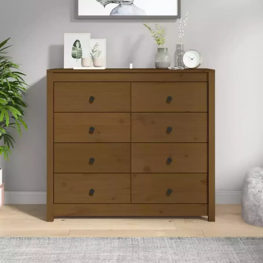 VidaXL -Dressoir-100x40x90-cm-massief-grenenhout-honingbruin - Foto 2