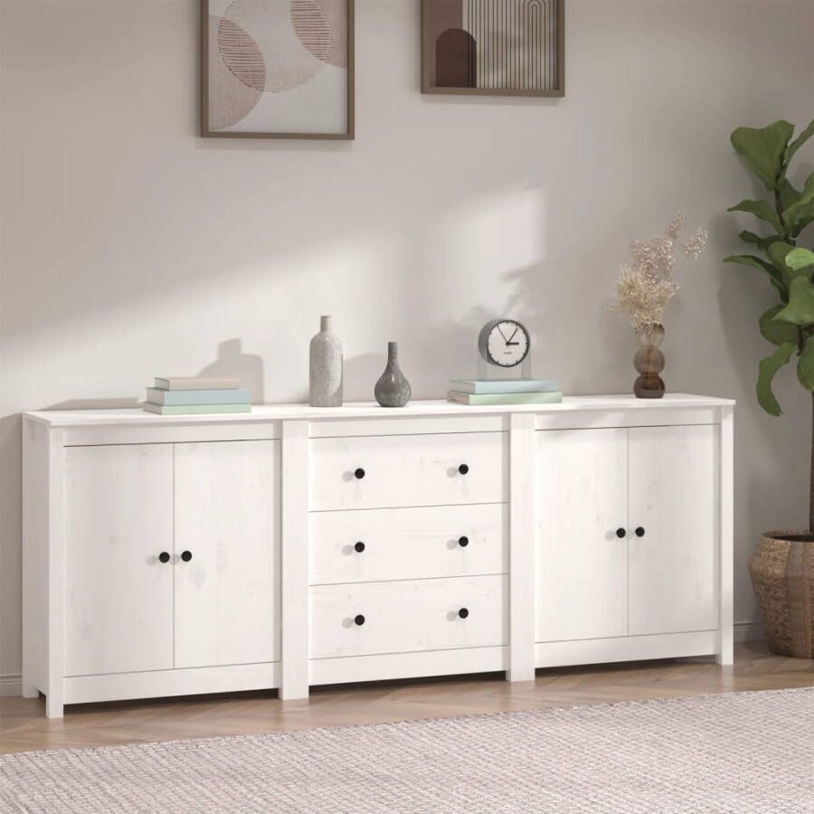 Vida XL Dressoir 210x35x80 cm massief grenenhout wit SKU: V3114070