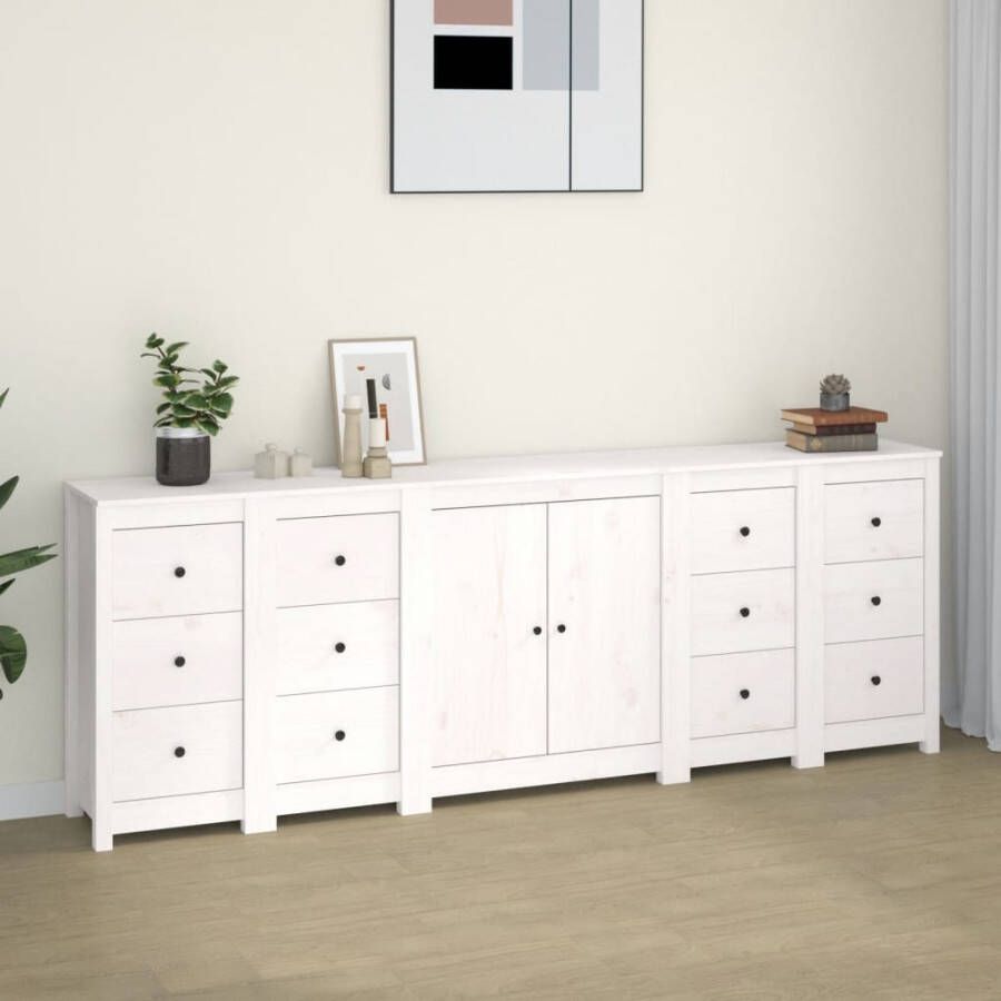 Vida XL Dressoir 230x35x80 cm massief grenenhout wit SKU: V3114090