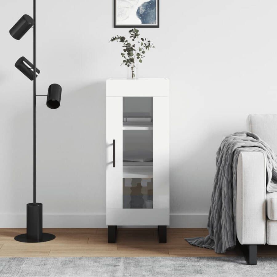 VidaXL -Dressoir-34 5x34x90-cm-bewerkt-hout-hoogglans-wit - Foto 3