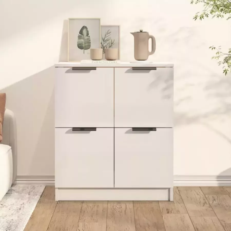 VidaXL -Dressoir-60x30x70-cm-bewerkt-hout-hoogglans-wit - Foto 4