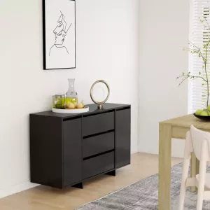VIDAXL Dressoir met 3 lades 120x41x75 cm spaanplaat zwart
