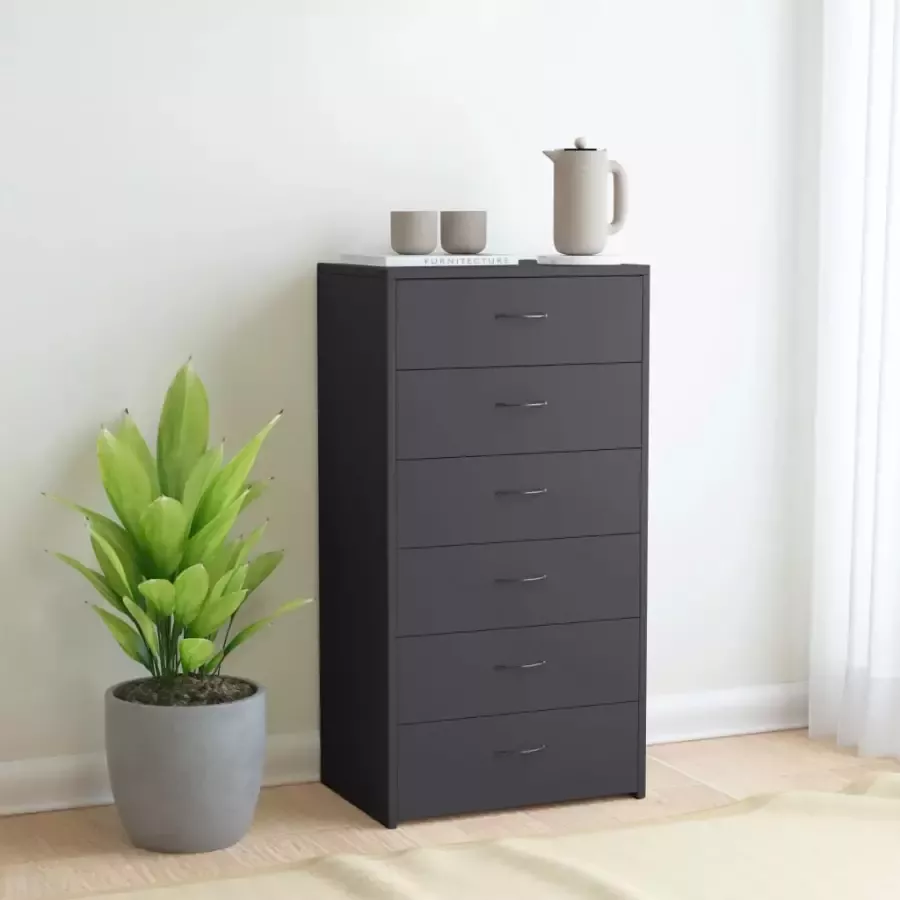 VidaXL Dressoir met 6 lades 50x34x96 cm bewerkt hout grijs