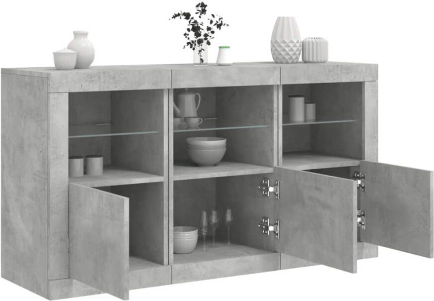 VidaXL -Dressoir-met-LED-verlichting-123x37x67-cm-betongrijs - Foto 4