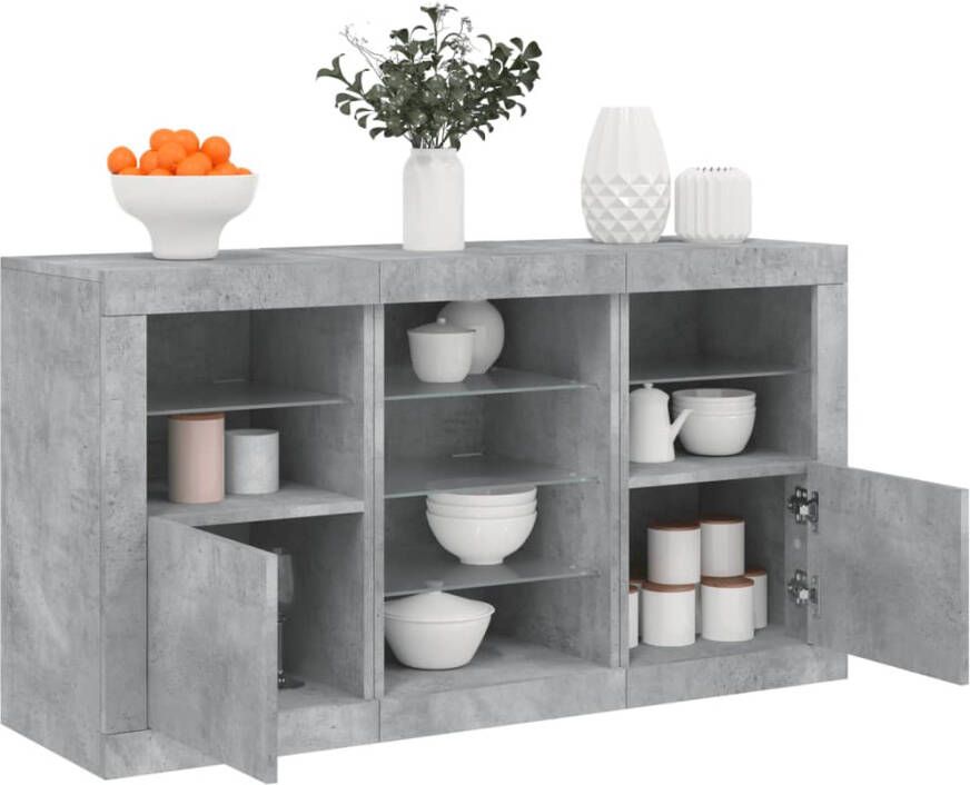 VidaXL -Dressoir-met-LED-verlichting-123x37x67-cm-betongrijs - Foto 3