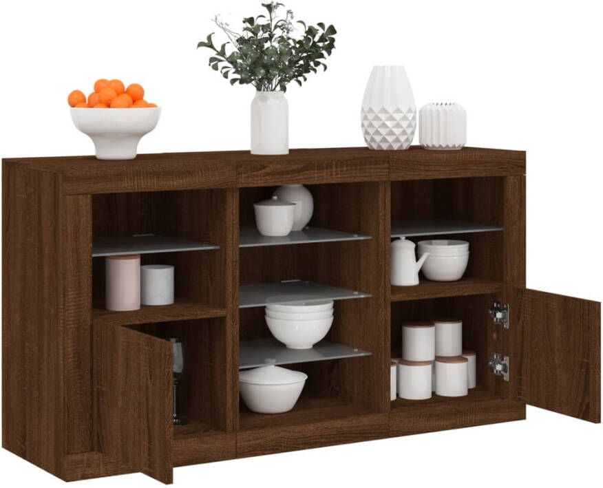 VidaXL -Dressoir-met-LED-verlichting-123x37x67-cm-bruineikenkleurig - Foto 6