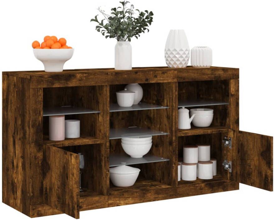 VidaXL -Dressoir-met-LED-verlichting-123x37x67-cm-gerookt-eikenkleurig - Foto 5