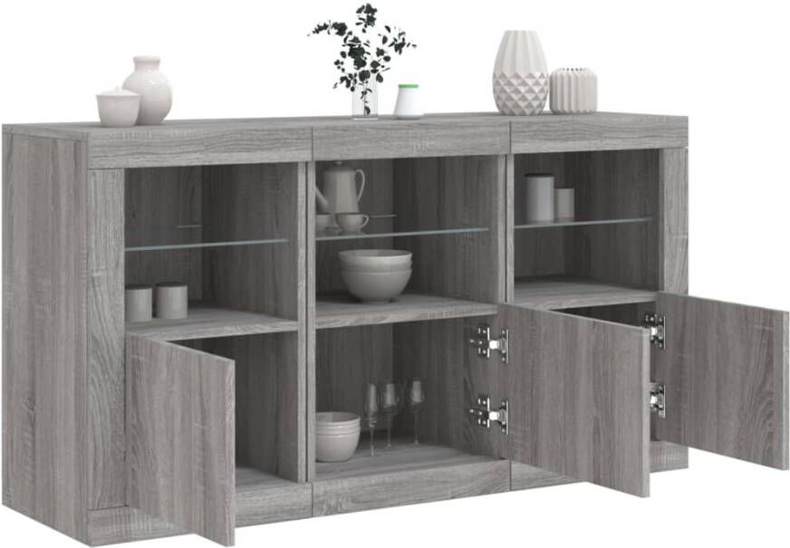 VidaXL -Dressoir-met-LED-verlichting-123x37x67-cm-grijs-sonoma-eiken - Foto 4
