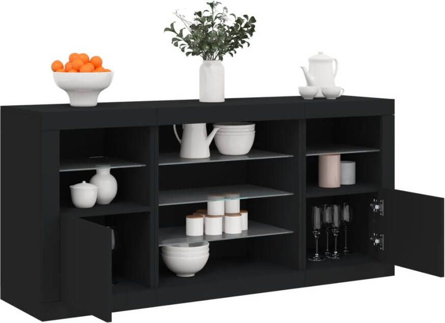 VidaXL -Dressoir-met-LED-verlichting-142 5x37x67-cm-zwart - Foto 4