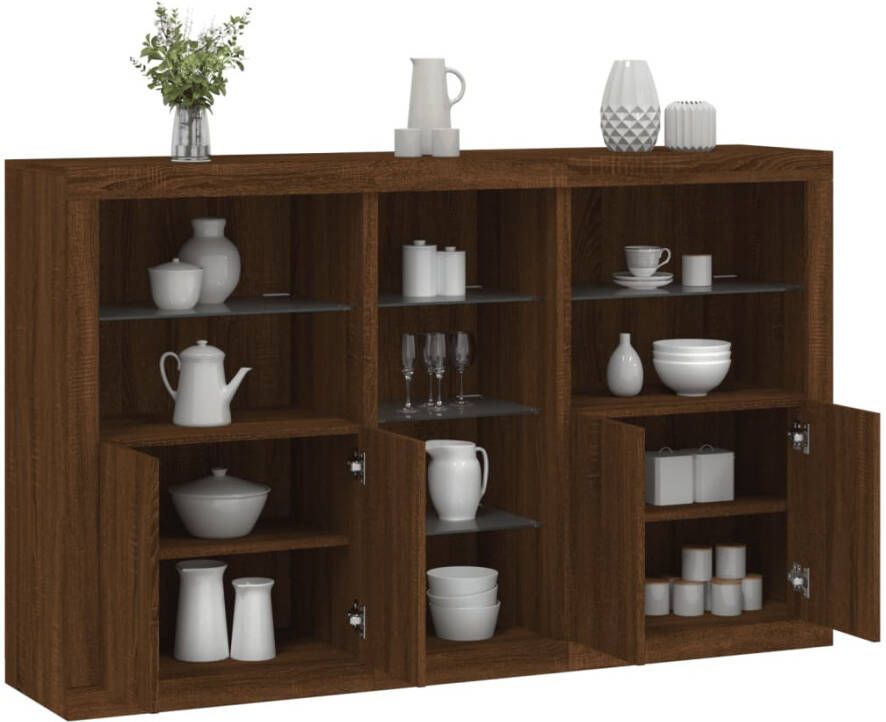 VidaXL -Dressoir-met-LED-verlichting-162x37x100-cm-bruineikenkleurig - Foto 4