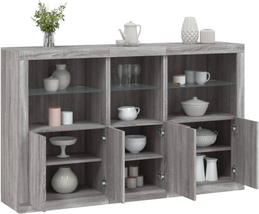 VidaXL -Dressoir-met-LED-verlichting-162x37x100-cm-grijs-sonoma-eiken - Foto 3