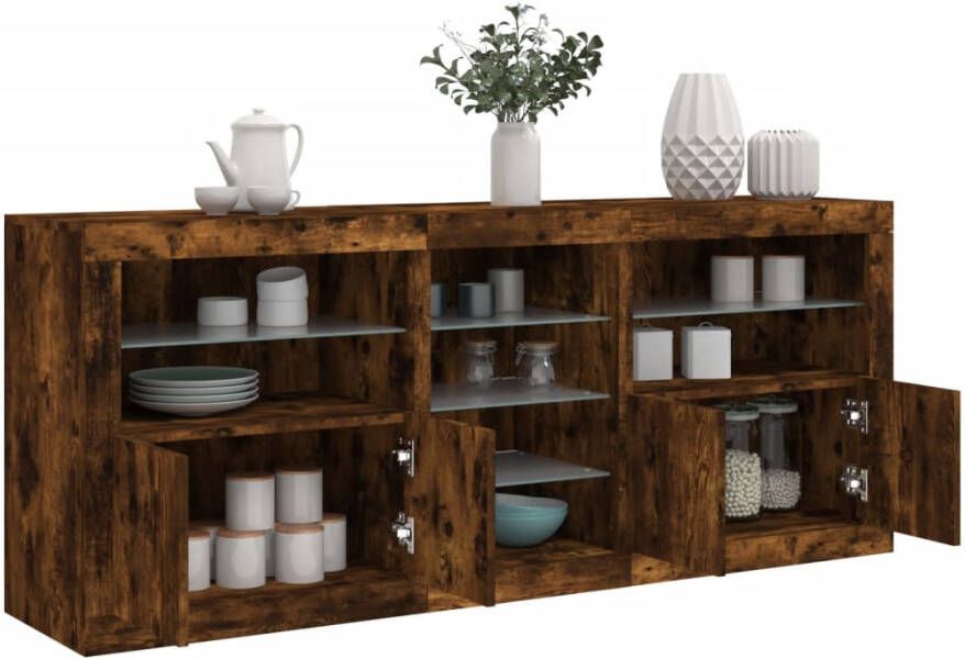 VidaXL -Dressoir-met-LED-verlichting-162x37x67-cm-bruin-eiken - Foto 5