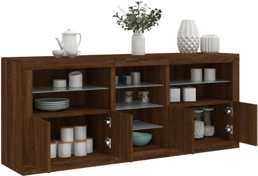 VidaXL -Dressoir-met-LED-verlichting-162x37x67-cm-bruineikenkleurig - Foto 4