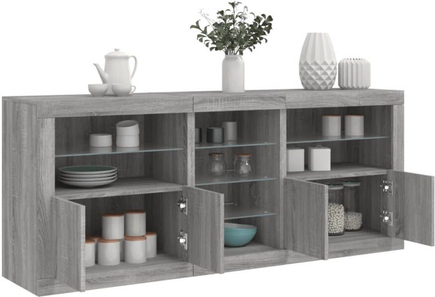 VidaXL -Dressoir-met-LED-verlichting-162x37x67-cm-grijs-sonoma - Foto 4