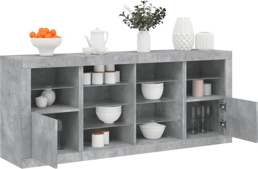 VidaXL -Dressoir-met-LED-verlichting-163x37x67-cm-betongrijs - Foto 3