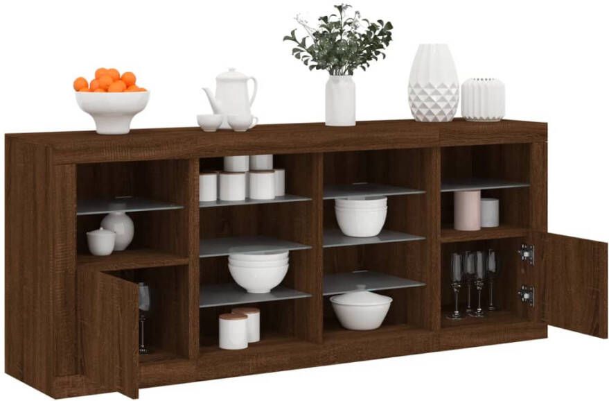 VidaXL -Dressoir-met-LED-verlichting-163x37x67-cm-bruineikenkleurig - Foto 6