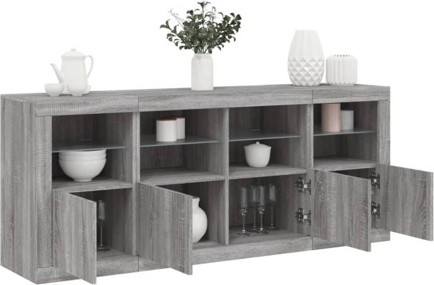 VidaXL -Dressoir-met-LED-verlichting-163x37x67-cm-grijs-sonoma-eiken