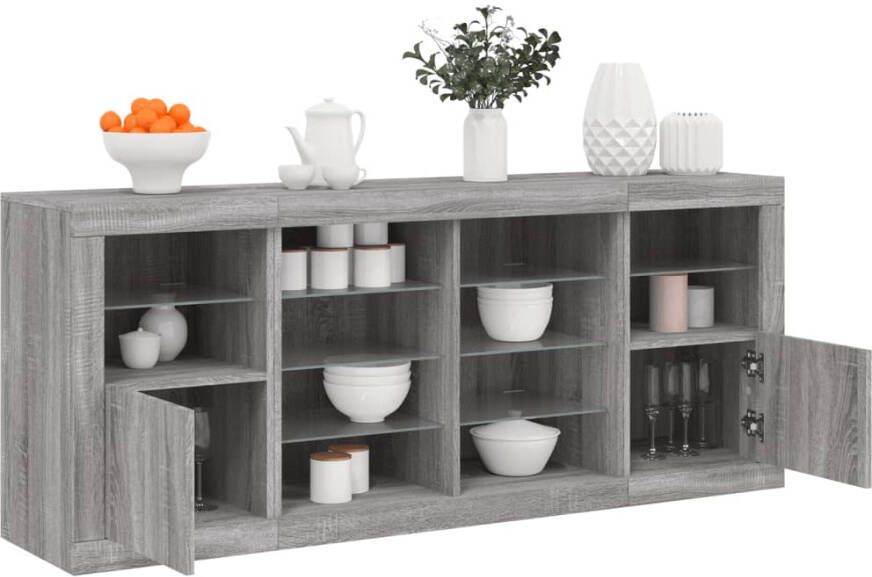 VidaXL -Dressoir-met-LED-verlichting-163x37x67-cm-grijs-sonoma-eiken - Foto 4