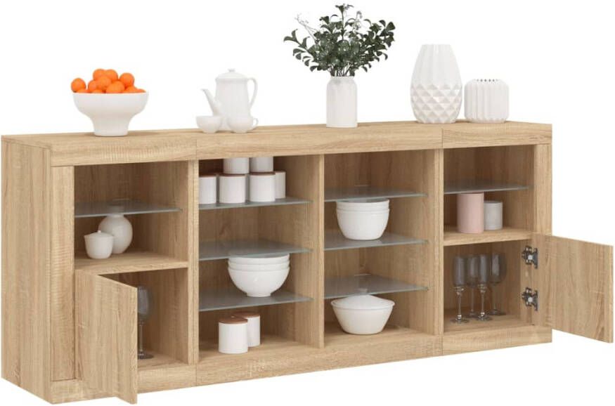 VidaXL -Dressoir-met-LED-verlichting-163x37x67-cm-sonoma-eikenkleurig - Foto 2
