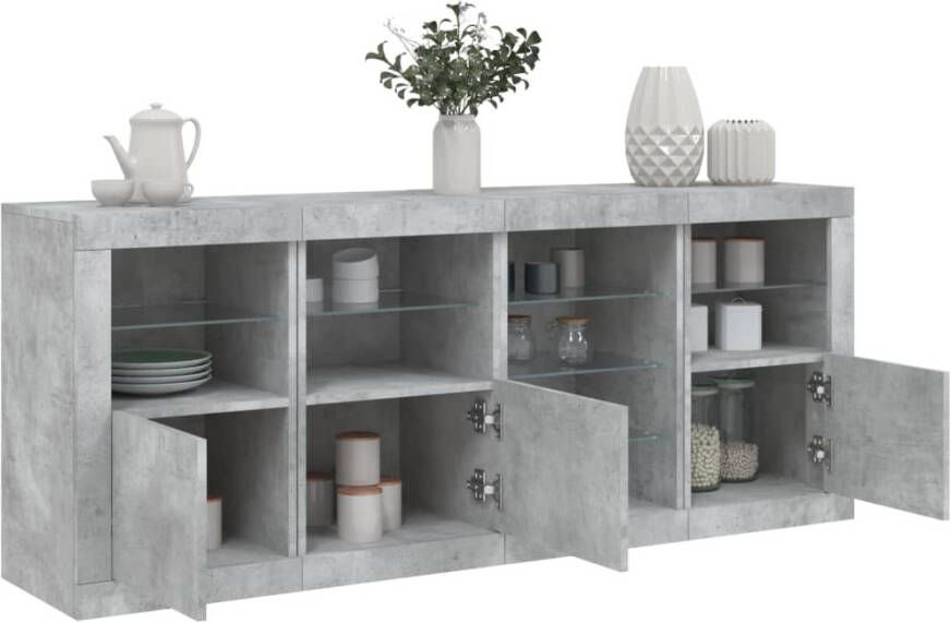 VidaXL -Dressoir-met-LED-verlichting-164x37x67-cm-betongrijs - Foto 2