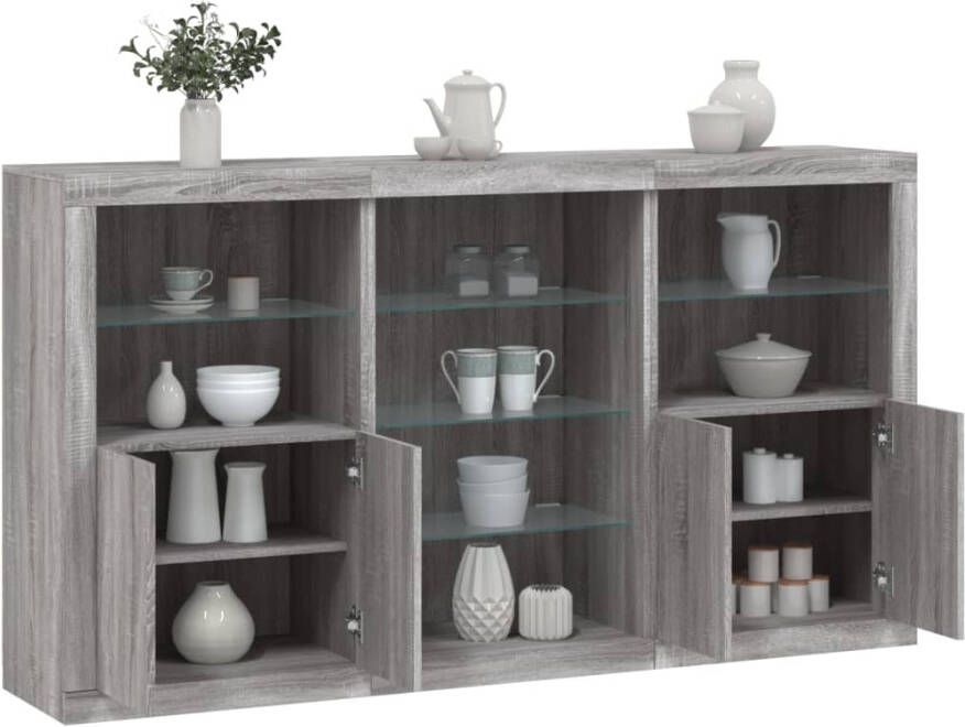VidaXL -Dressoir-met-LED-verlichting-181 5x37x100-cm-grijs-sonoma-eiken - Foto 3