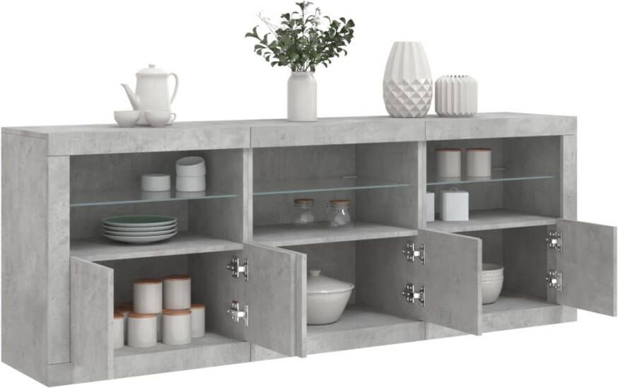 VidaXL -Dressoir-met-LED-verlichting-181 5x37x67-cm-betongrijs - Foto 2