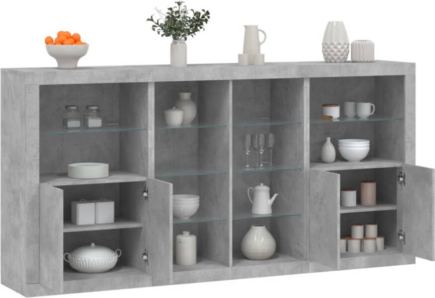 VidaXL -Dressoir-met-LED-verlichting-202x37x100-cm-betongrijs - Foto 3