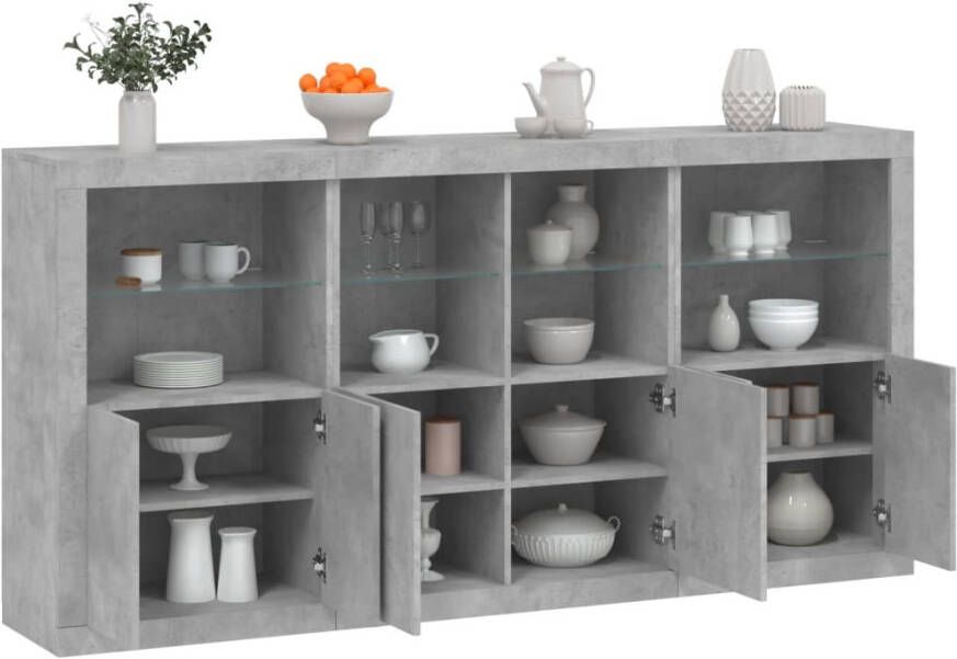 VidaXL -Dressoir-met-LED-verlichting-202x37x100-cm-betongrijs - Foto 2