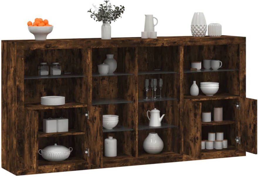 VidaXL -Dressoir-met-LED-verlichting-202x37x100-cm-gerookt-eikenkleurig - Foto 4