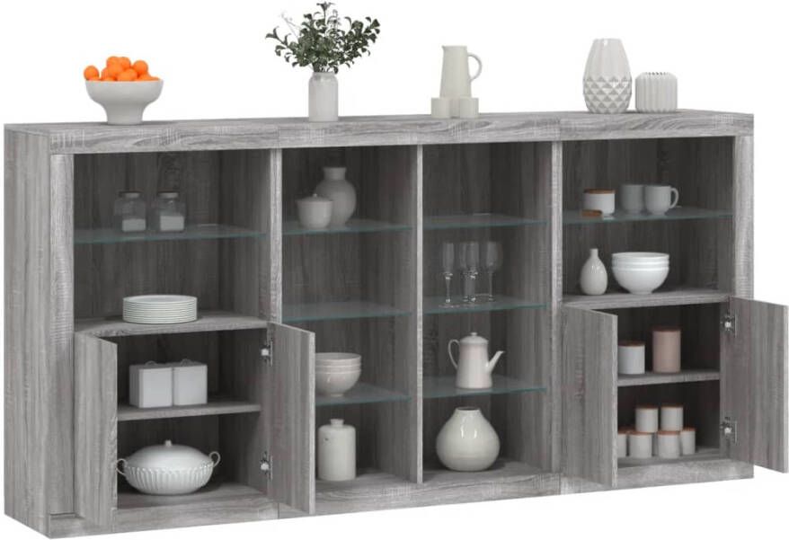 VidaXL -Dressoir-met-LED-verlichting-202x37x100-cm-grijs-sonoma-eiken - Foto 3