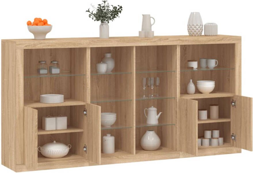 VidaXL -Dressoir-met-LED-verlichting-202x37x100-cm-sonoma-eikenkleurig - Foto 4