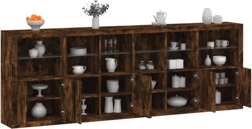 VidaXL -Dressoir-met-LED-verlichting-283x37x100-cm-gerookt-eikenkleurig - Foto 4