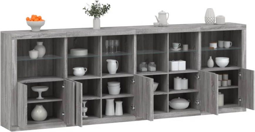 VidaXL -Dressoir-met-LED-verlichting-283x37x100-cm-grijs-sonoma-eiken - Foto 2